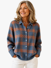 CHECKED COLLARED SWEATER FOR WOMEN