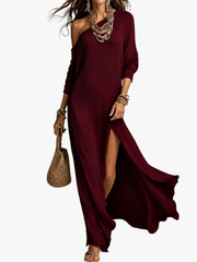 ONE-SHOULDER FLOWING DRESS FOR WOMEN