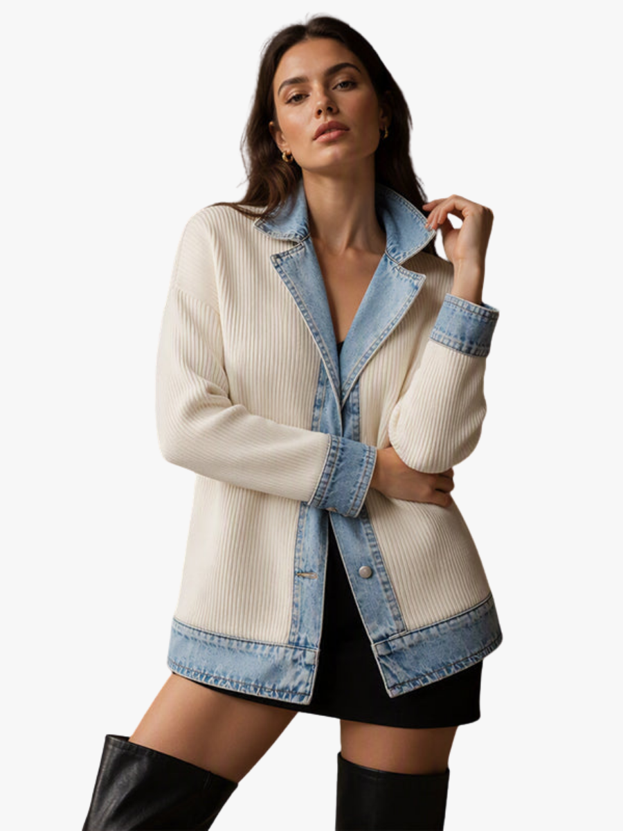TEXTURED RIBBED COAT FOR WOMEN