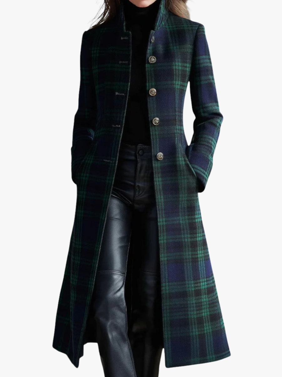 STRUCTURED CHECK COAT FOR WOMEN