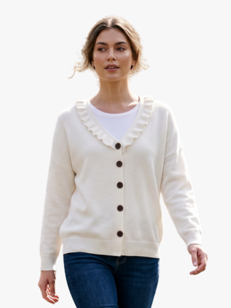 RUFFLE COLLAR CARDIGAN FOR WOMEN