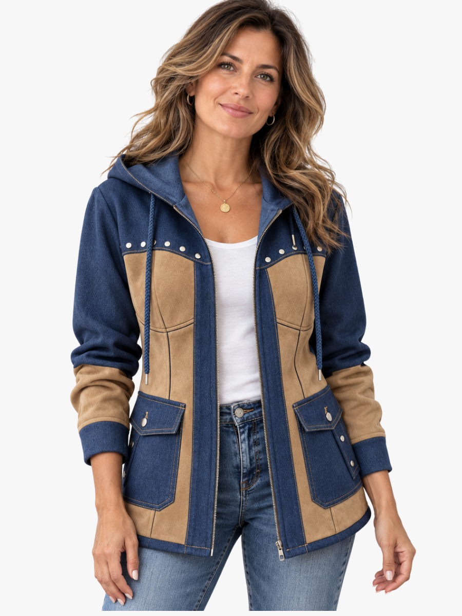 PATCHWORK HOODED JACKET FOR WOMEN