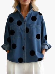 ASYMMETRIC POLKA DOT OVERSHIRT FOR WOMEN