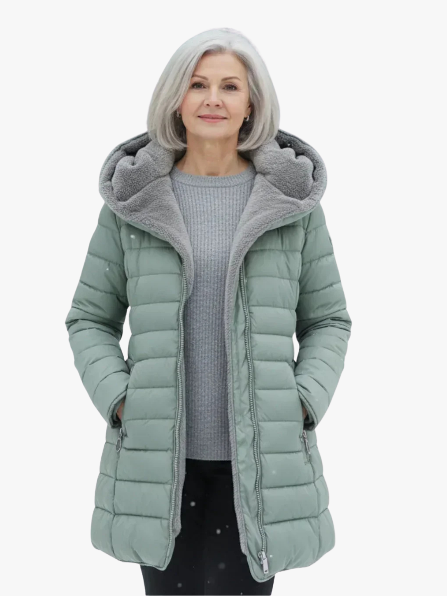 LONG A-LINE QUILTED JACKET FOR WOMEN
