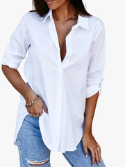 V-NECK BUTTON BLOUSE FOR WOMEN