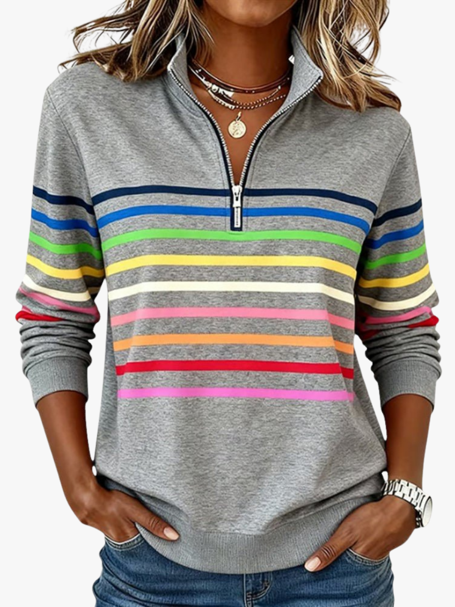STRIPED HALF-ZIP SWEATSHIRT FOR WOMEN