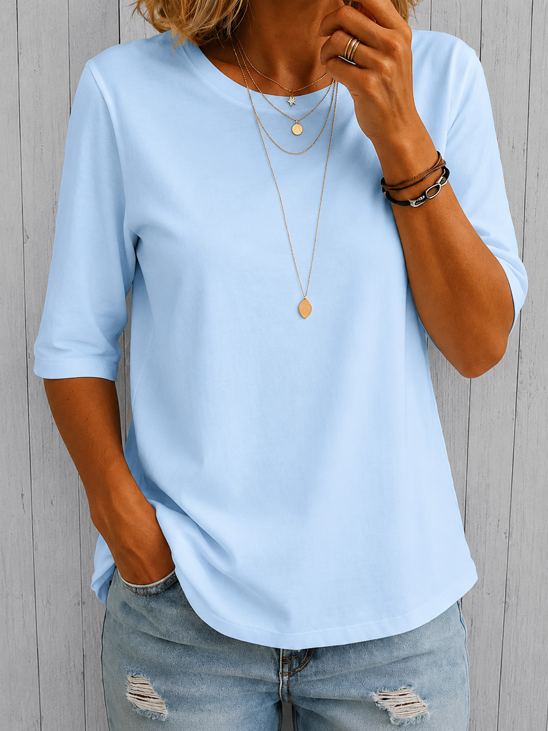RELAXED MID-SLEEVE T-SHIRT FOR WOMEN