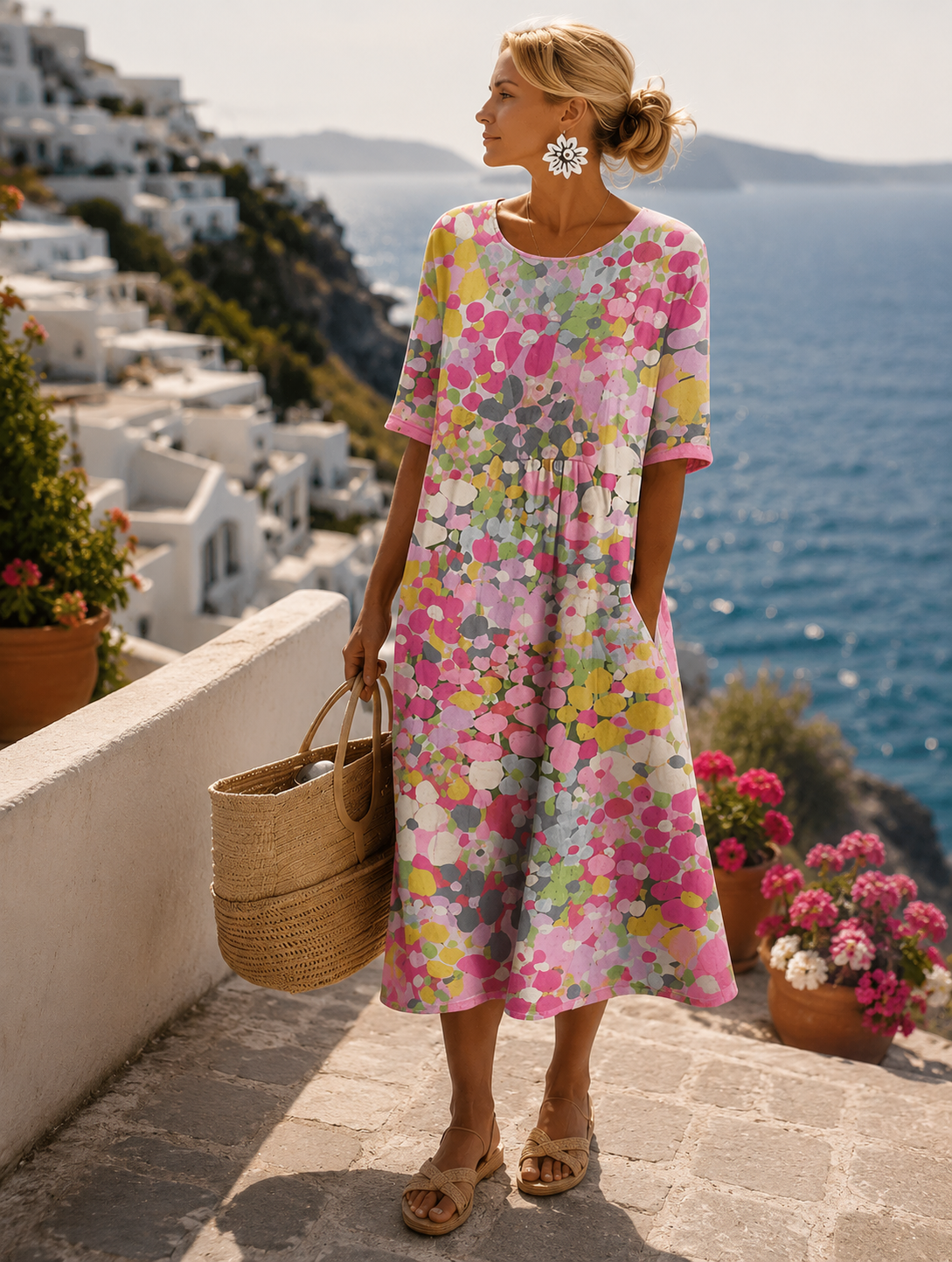 FLORAL MIDI DRESS FOR WOMEN