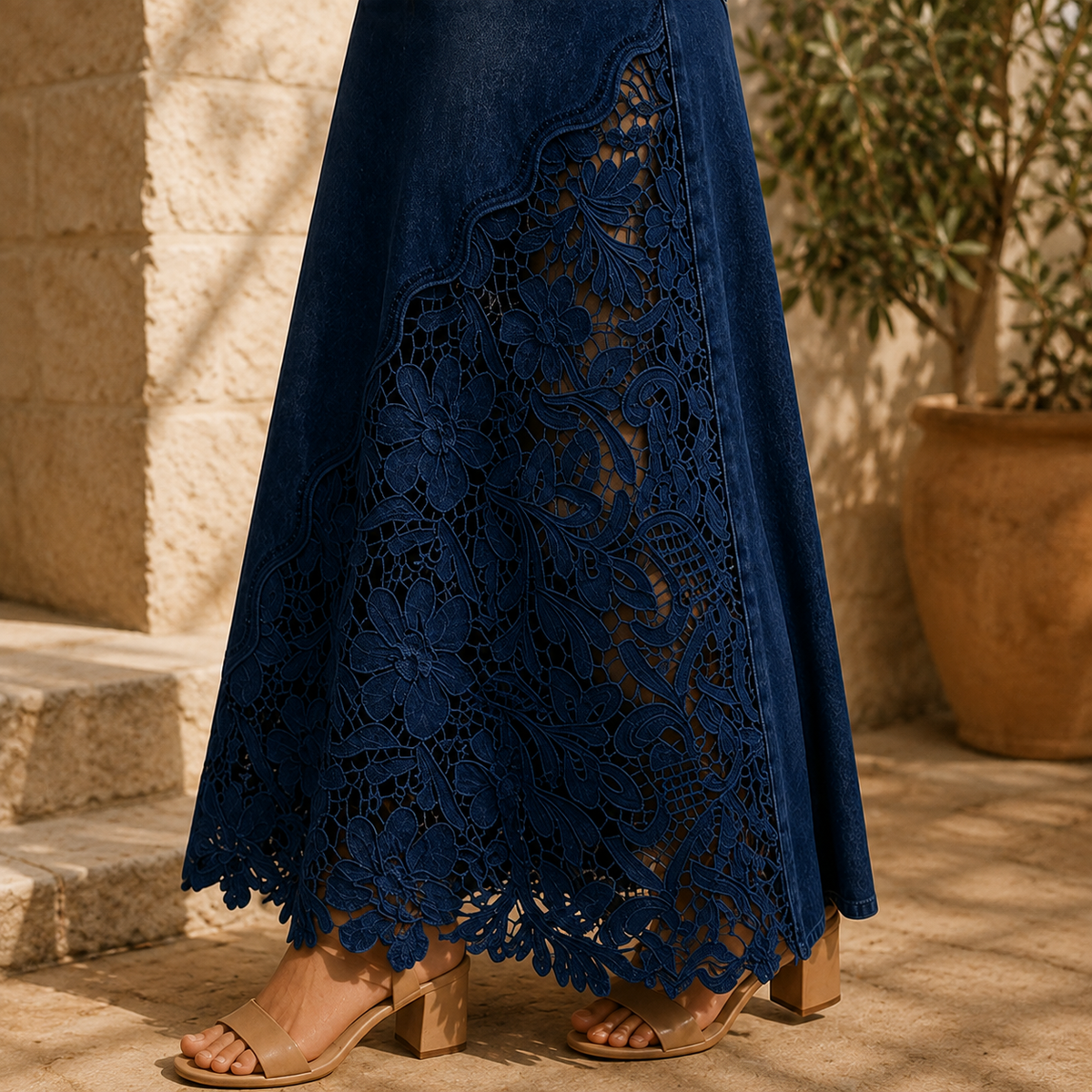 HIGH-WAIST LACE MAXI SKIRT FOR WOMEN