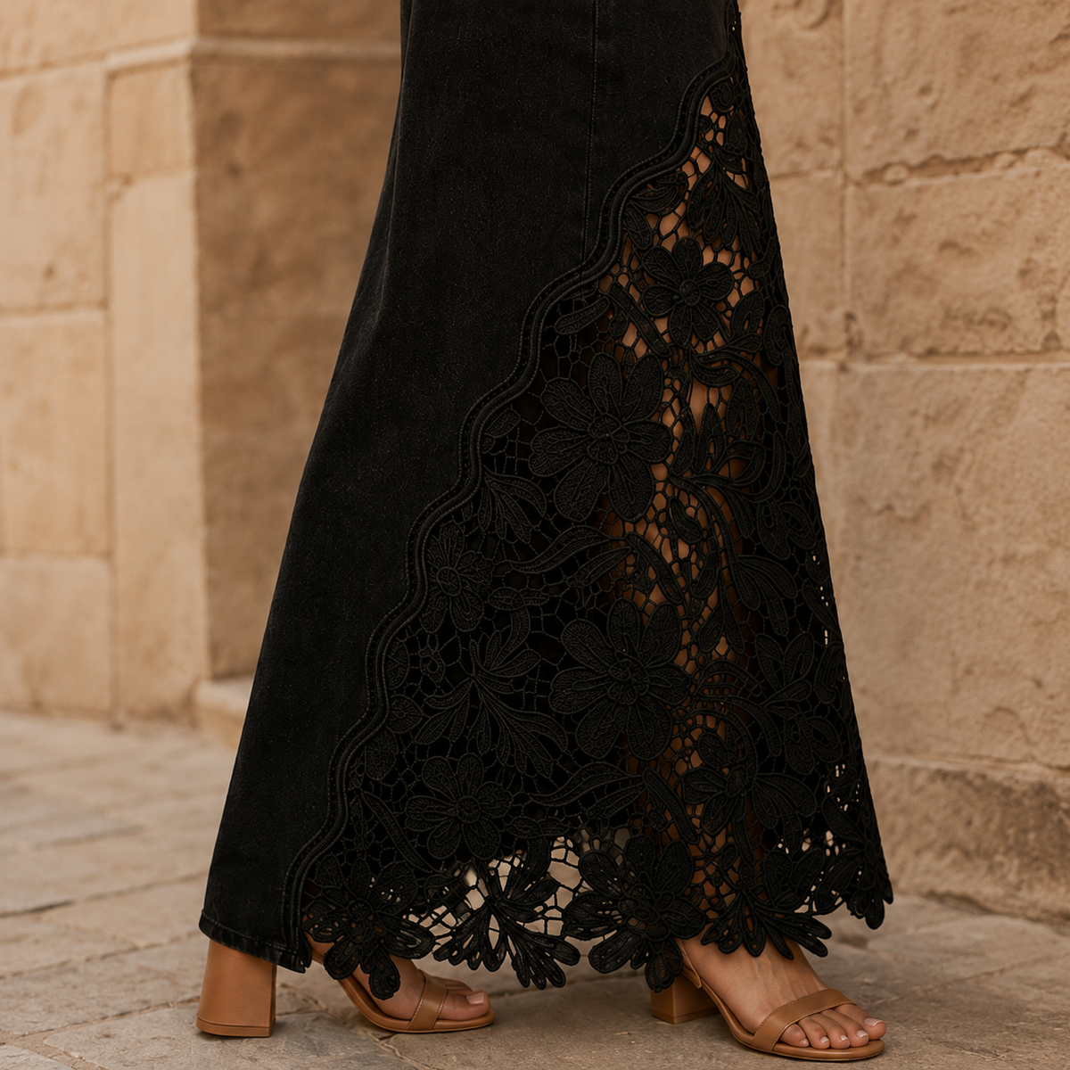 HIGH-WAIST LACE MAXI SKIRT FOR WOMEN