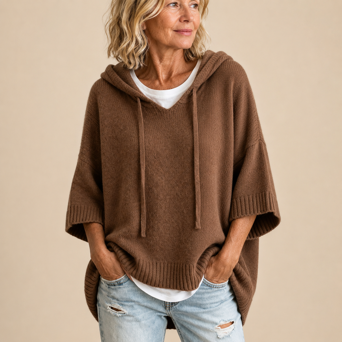 RELAXED HOODED SWEATER FOR WOMEN