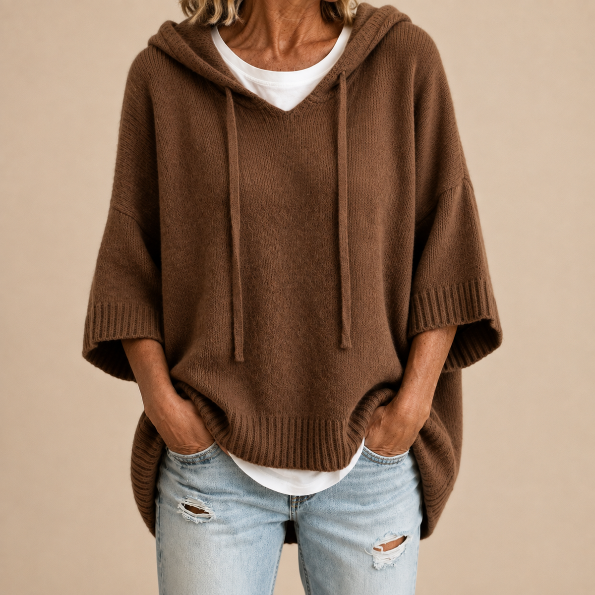 RELAXED HOODED SWEATER FOR WOMEN