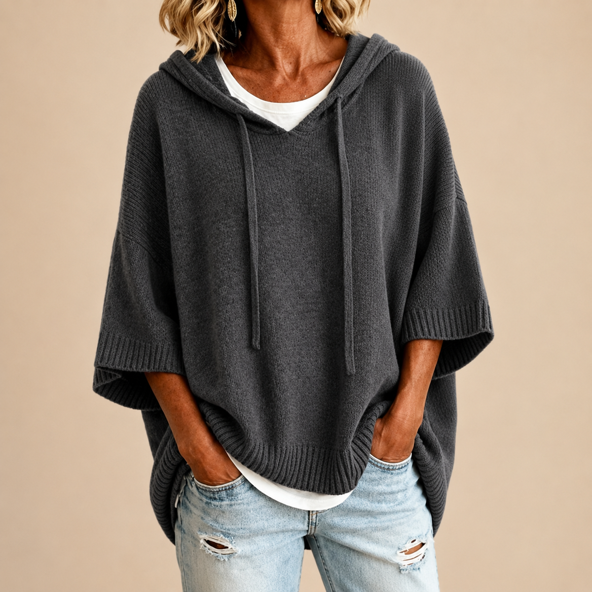 RELAXED HOODED SWEATER FOR WOMEN