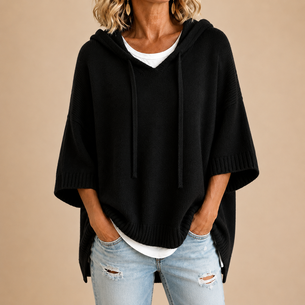 RELAXED HOODED SWEATER FOR WOMEN