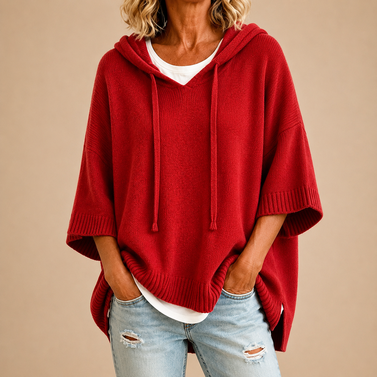 RELAXED HOODED SWEATER FOR WOMEN