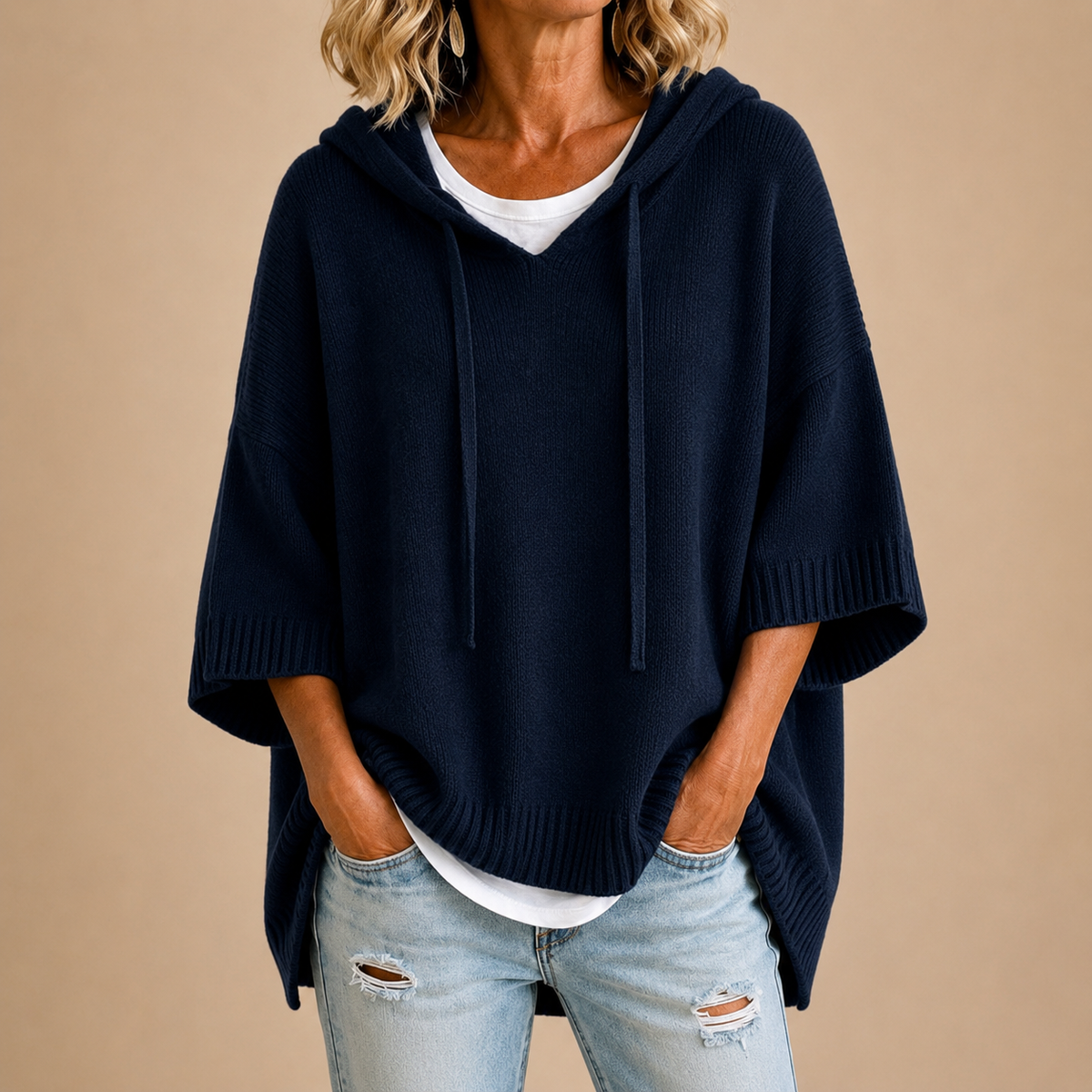 RELAXED HOODED SWEATER FOR WOMEN