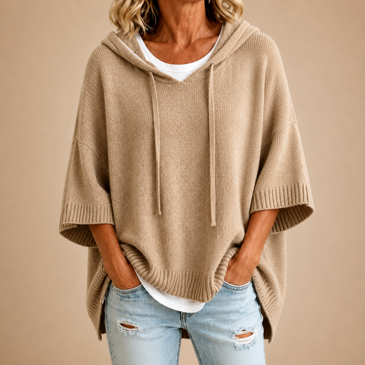 RELAXED HOODED SWEATER FOR WOMEN