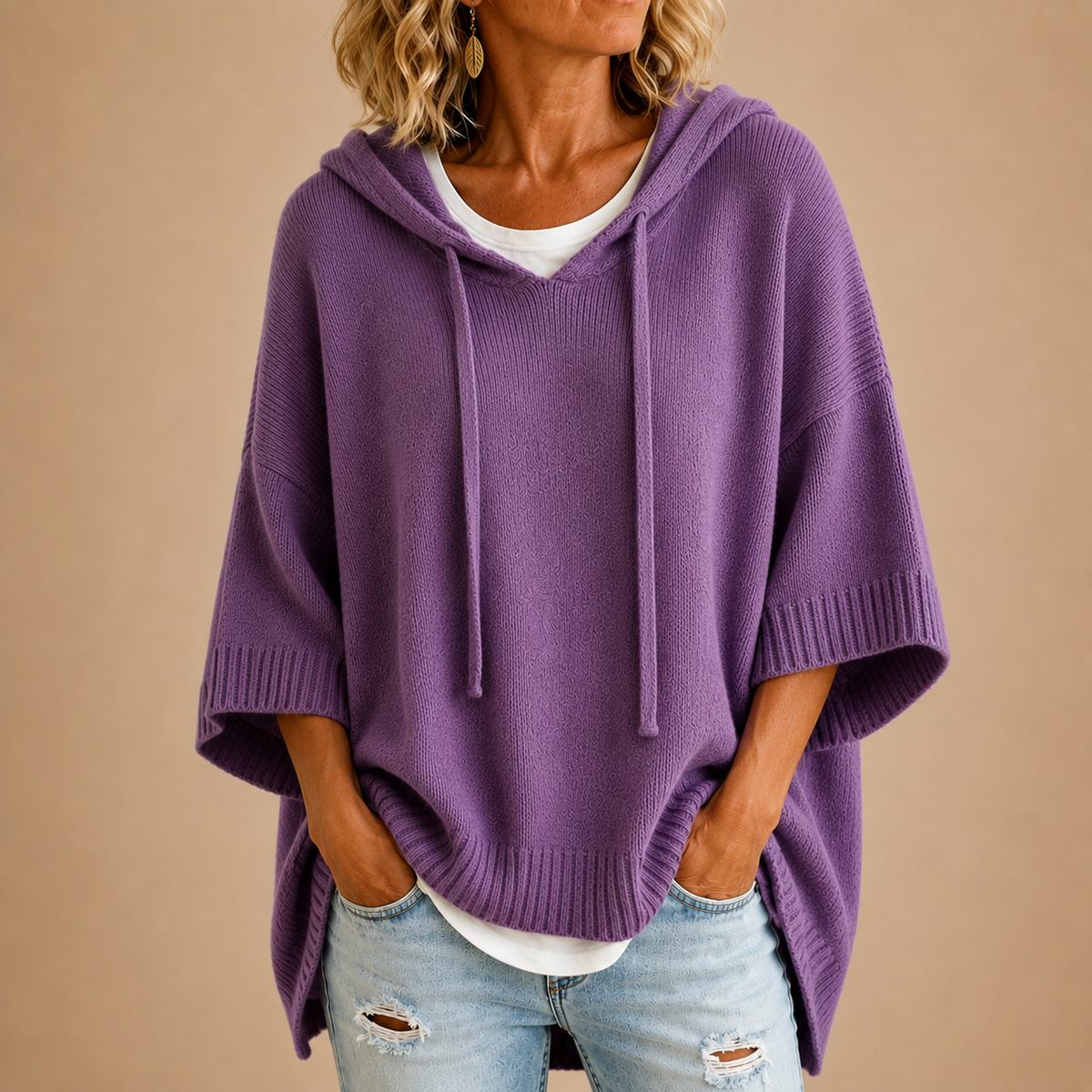 RELAXED HOODED SWEATER FOR WOMEN
