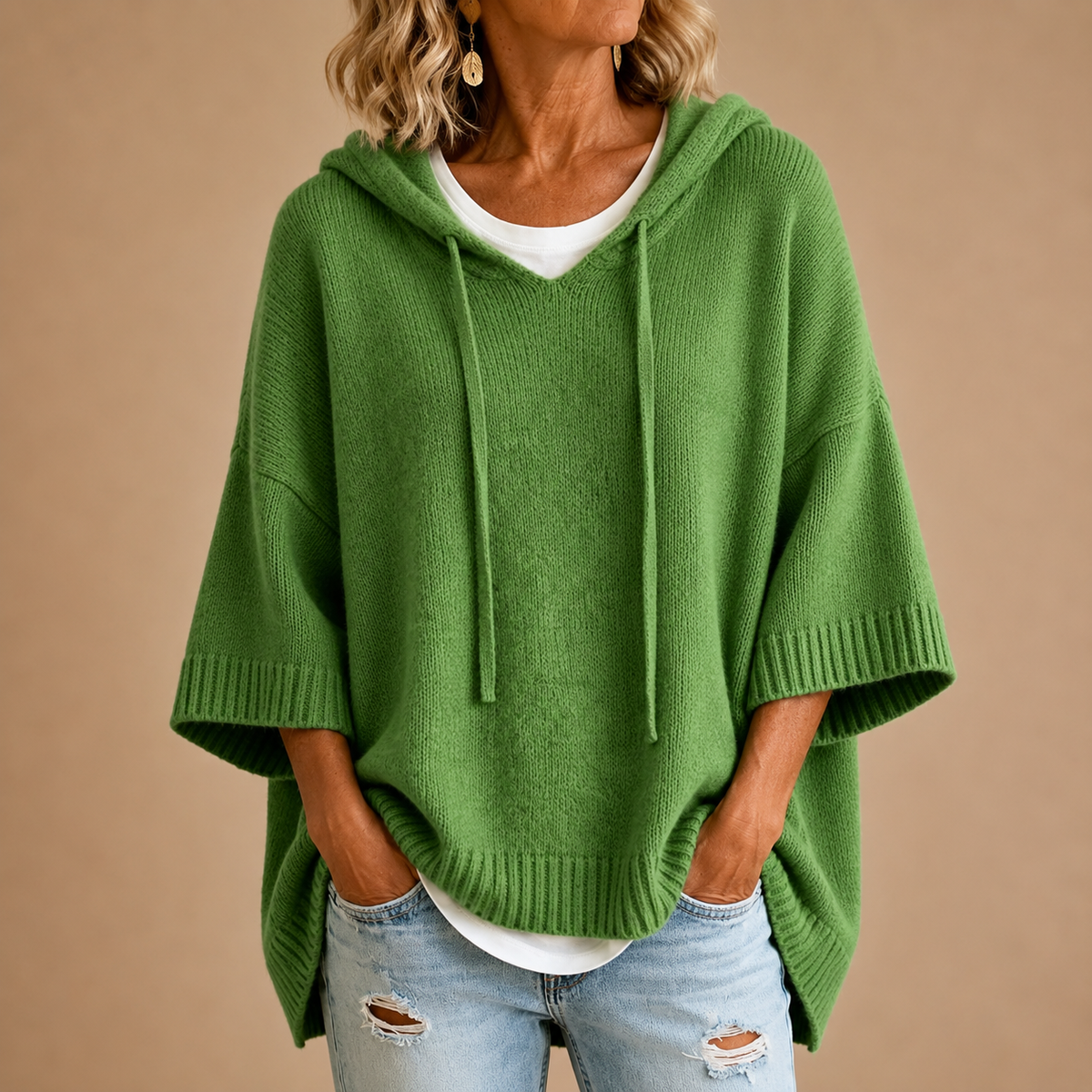 RELAXED HOODED SWEATER FOR WOMEN