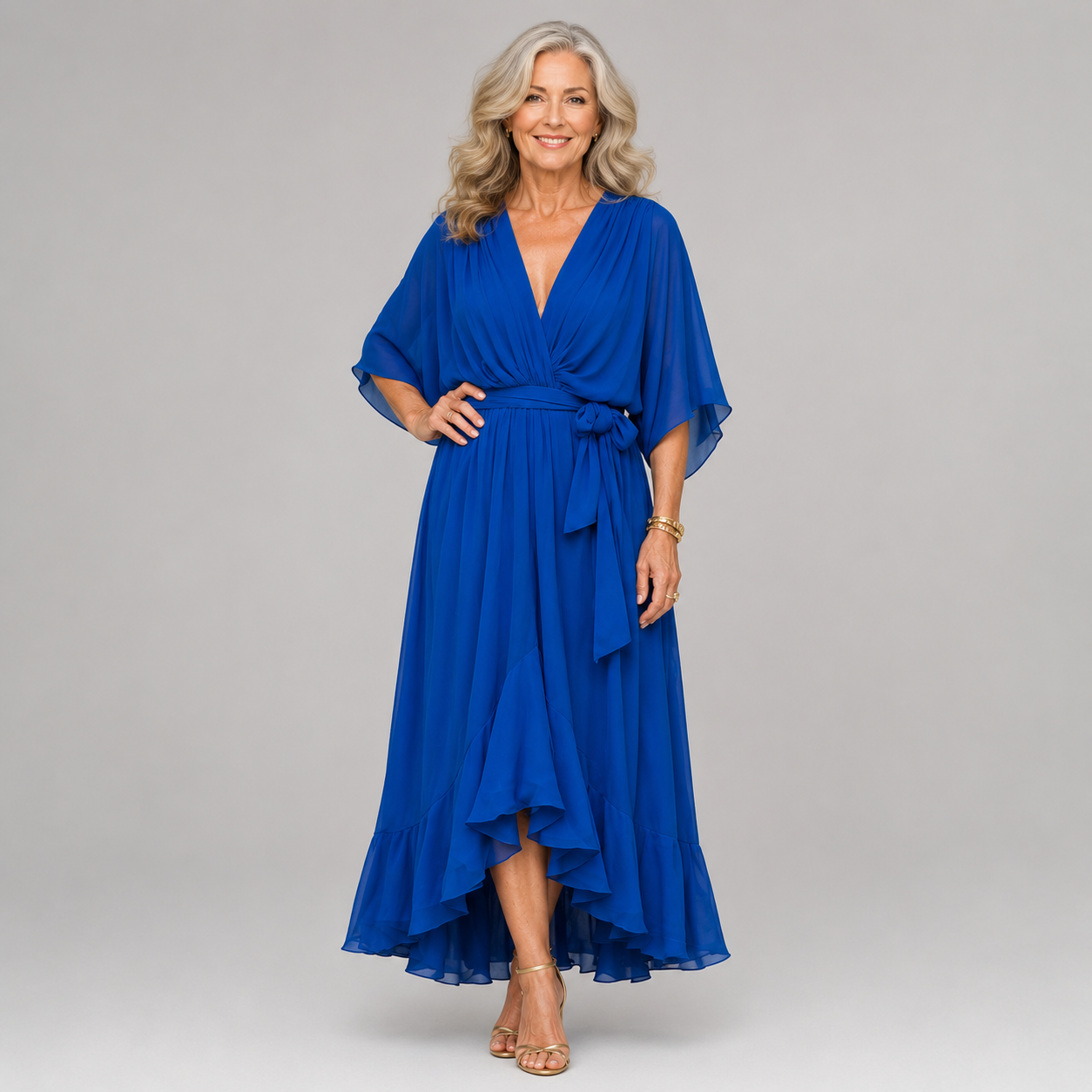 DRAPED WRAP MAXI DRESS FOR WOMEN