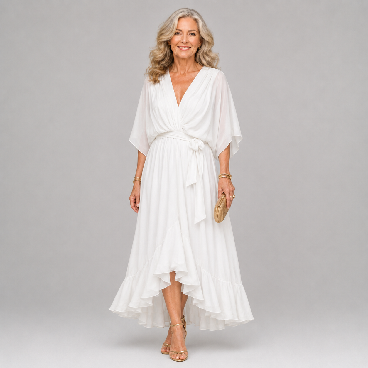 DRAPED WRAP MAXI DRESS FOR WOMEN