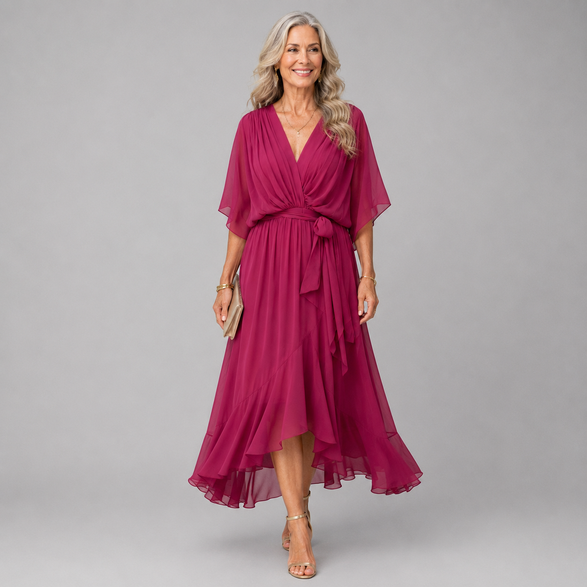 DRAPED WRAP MAXI DRESS FOR WOMEN