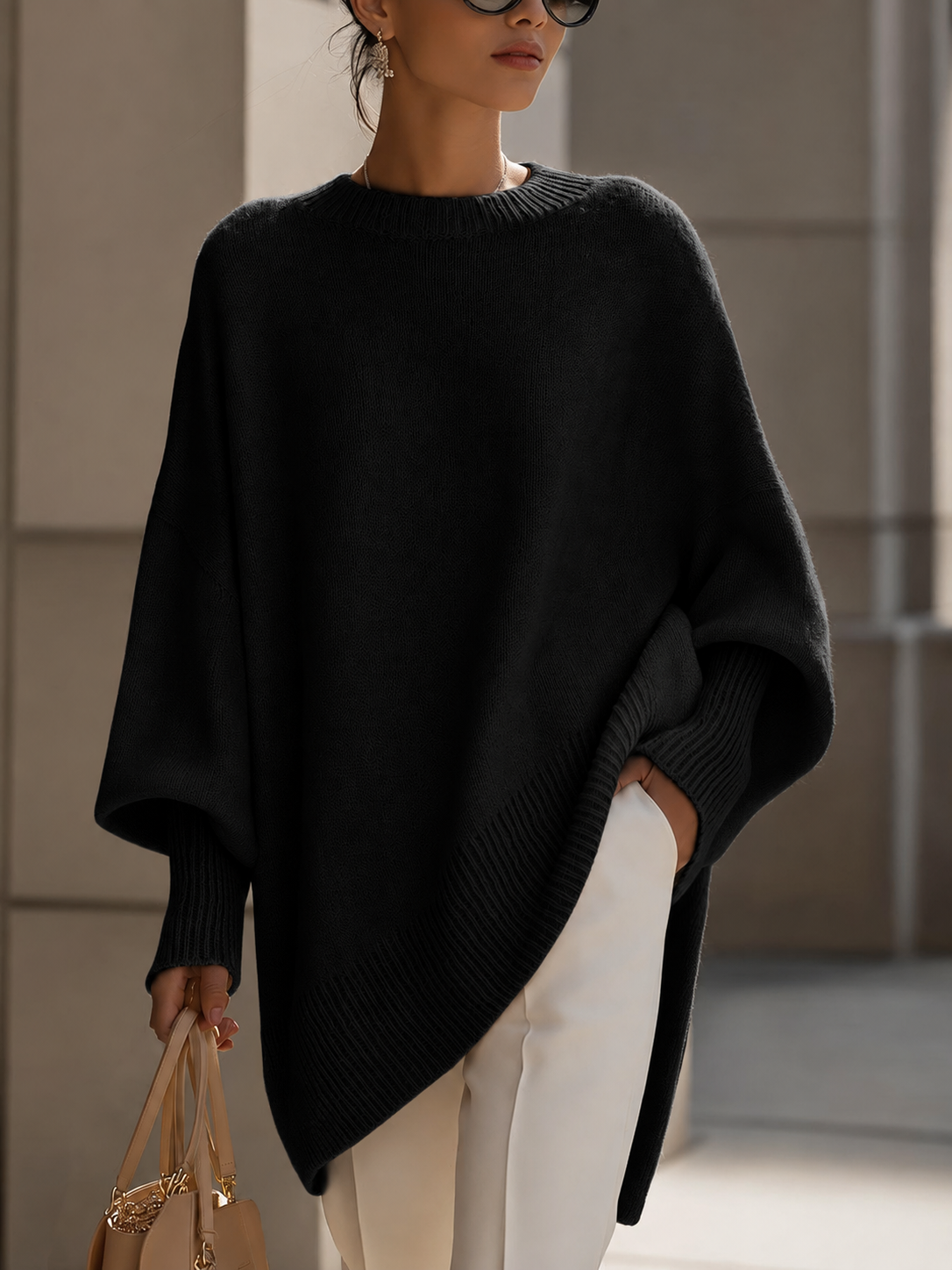 CHIC OVERSIZED RIBBED SWEATER FOR WOMEN