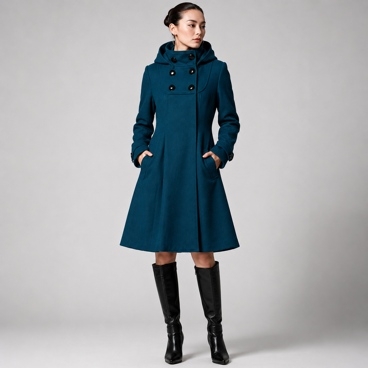 STRUCTURED HOODED COAT FOR WOMEN