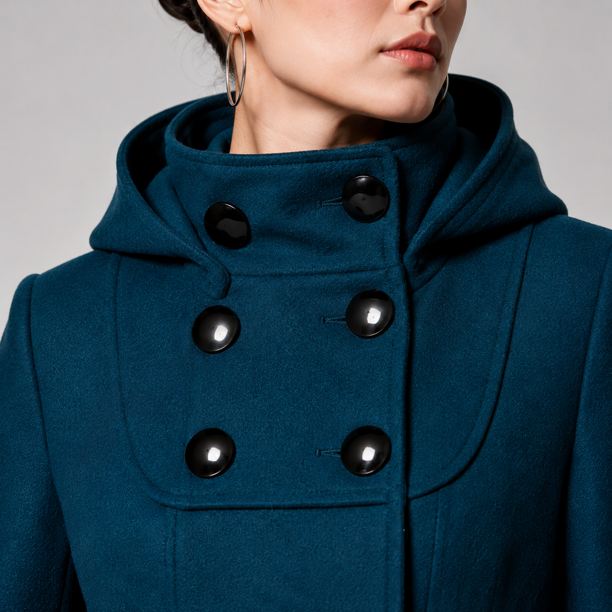 STRUCTURED HOODED COAT FOR WOMEN