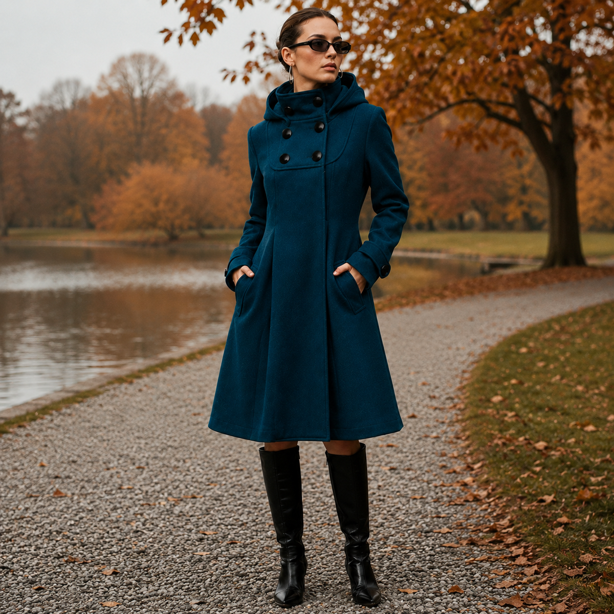 STRUCTURED HOODED COAT FOR WOMEN
