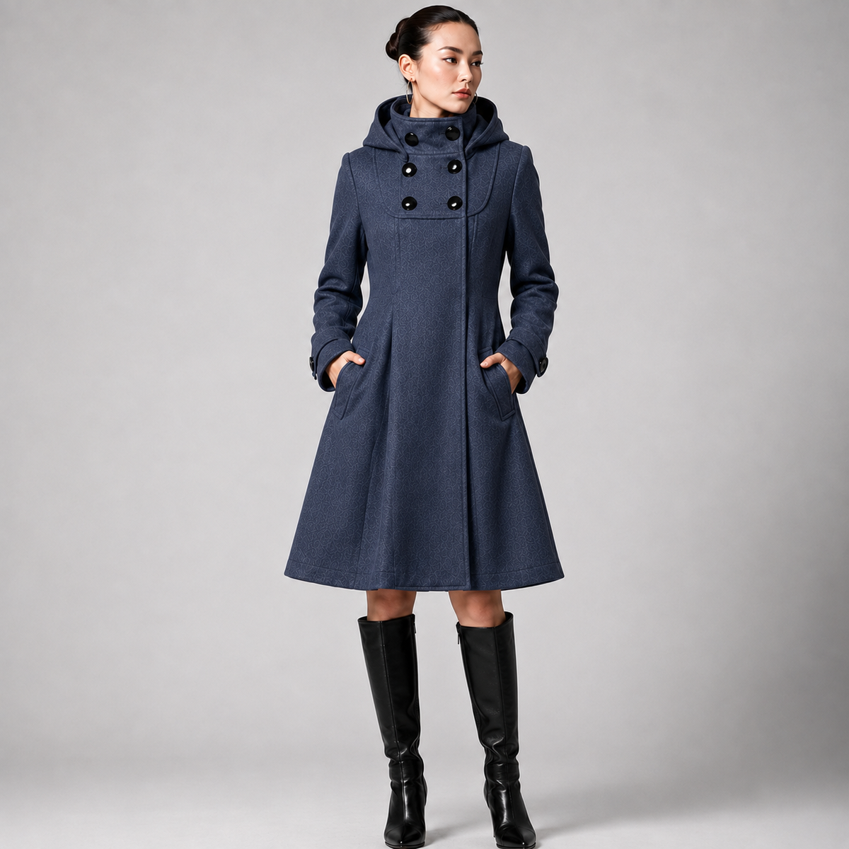 STRUCTURED HOODED COAT FOR WOMEN