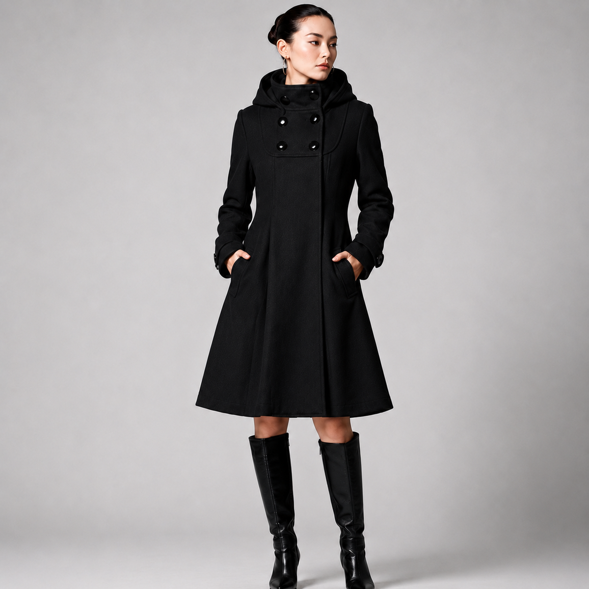 STRUCTURED HOODED COAT FOR WOMEN