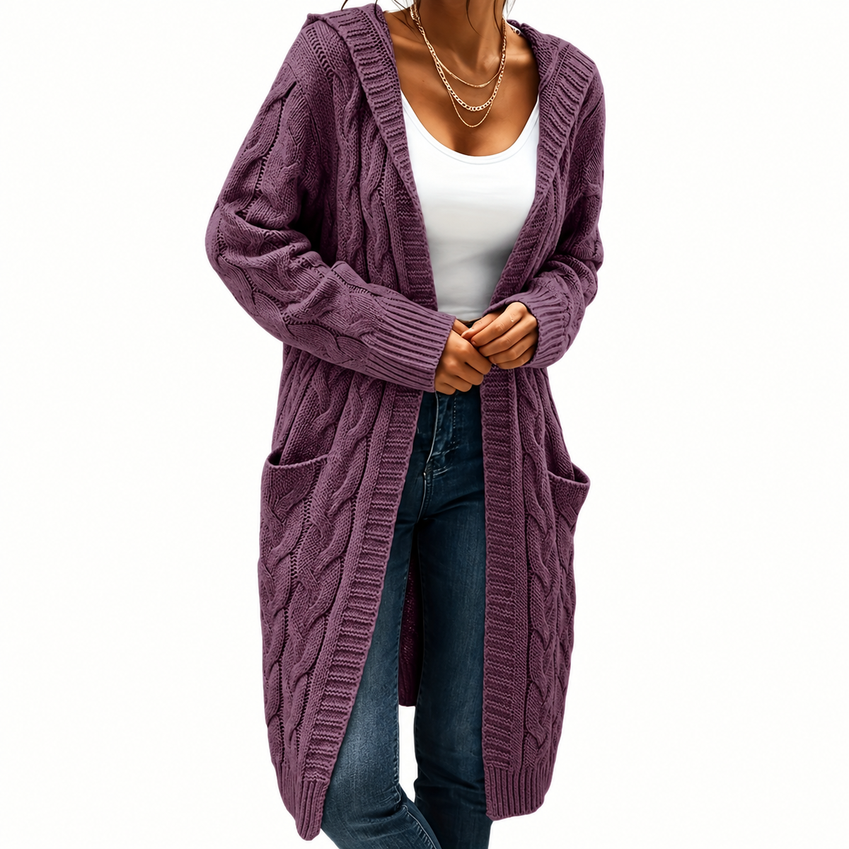 COLLARLESS CARDIGAN FOR WOMEN