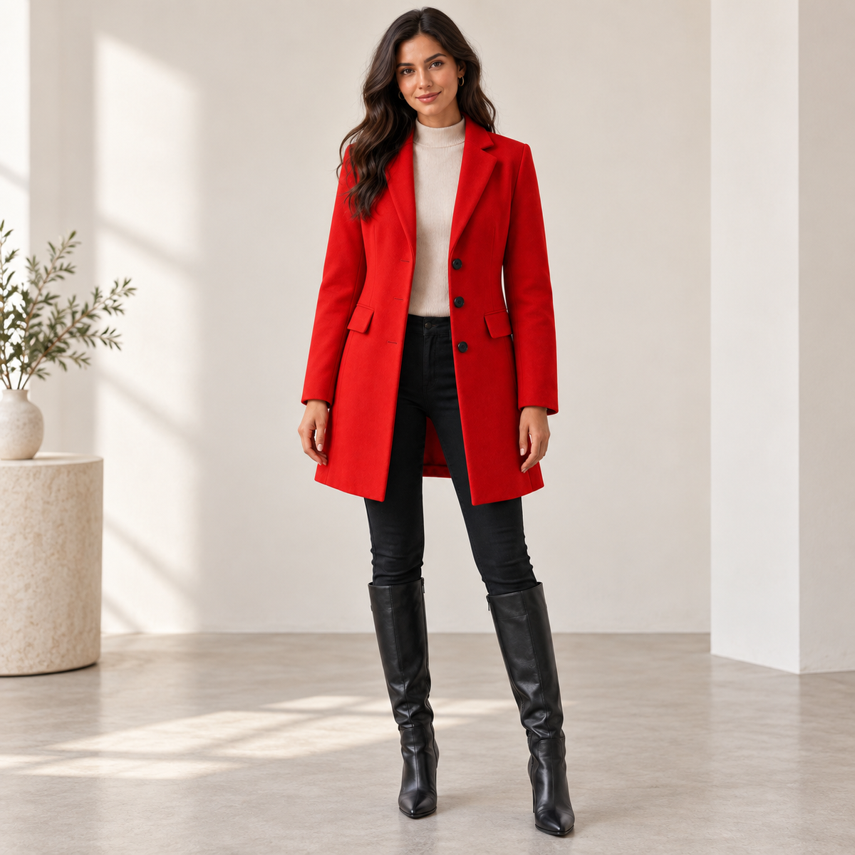 FITTED FLARED COAT FOR WOMEN