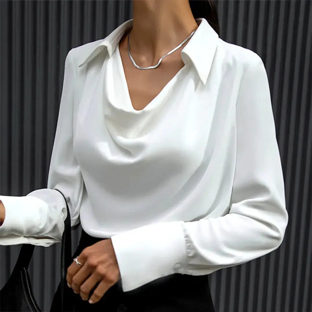 COWL NECK SATIN BLOUSE FOR WOMEN