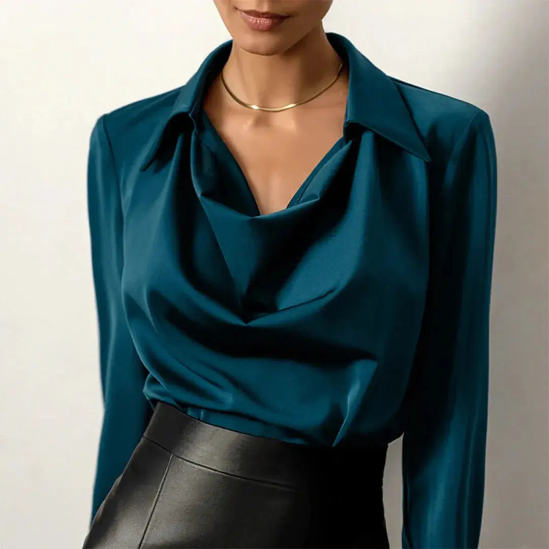 COWL NECK SATIN BLOUSE FOR WOMEN