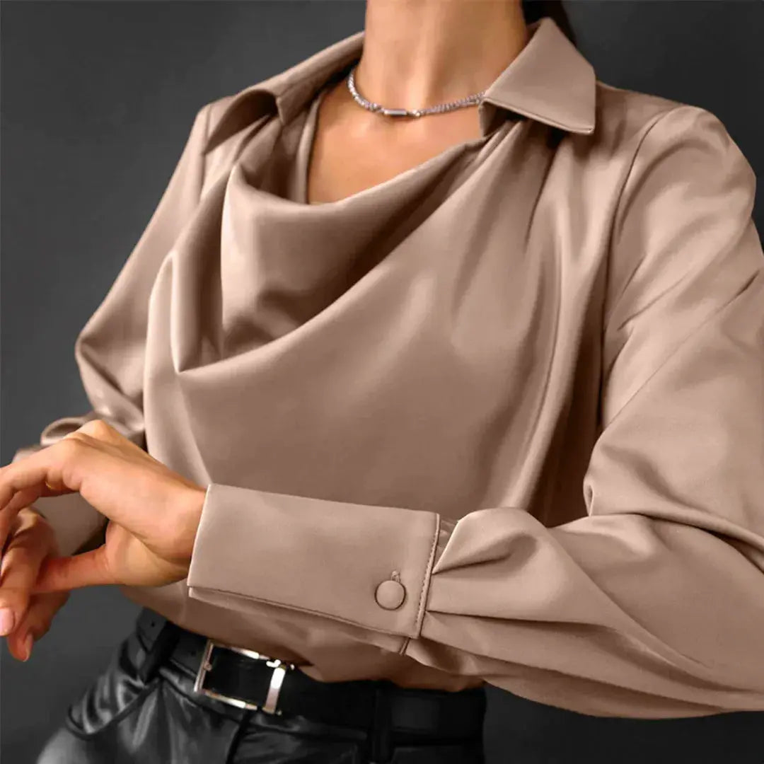 COWL NECK SATIN BLOUSE FOR WOMEN