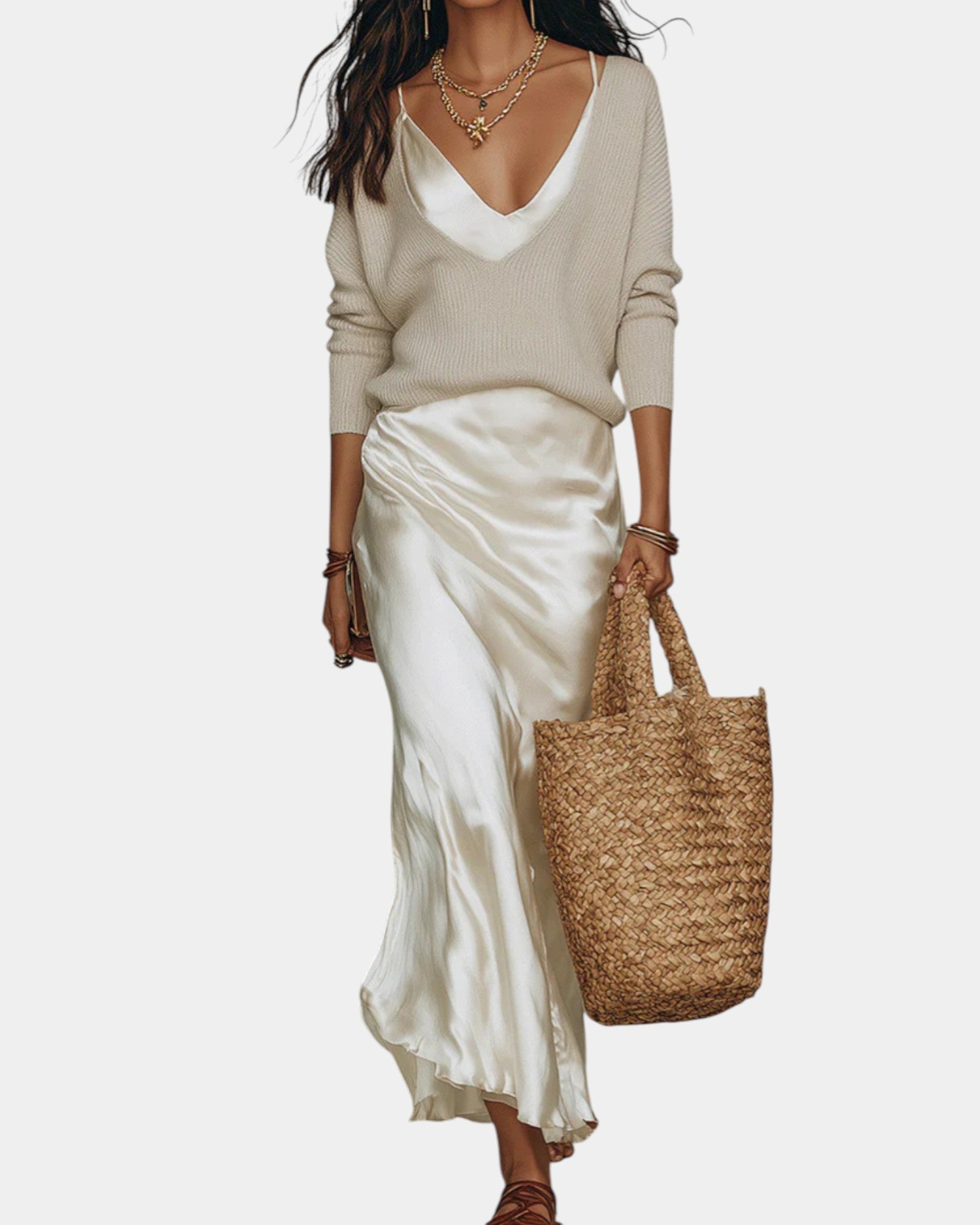 SATIN BLOUSE DRESS FOR WOMEN