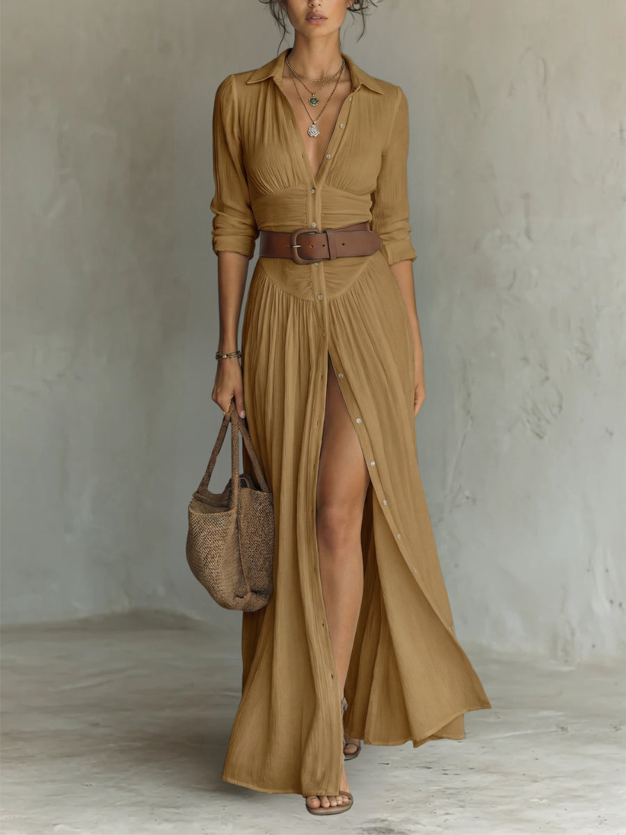 PLEATED FLOWY DRESS FOR WOMEN