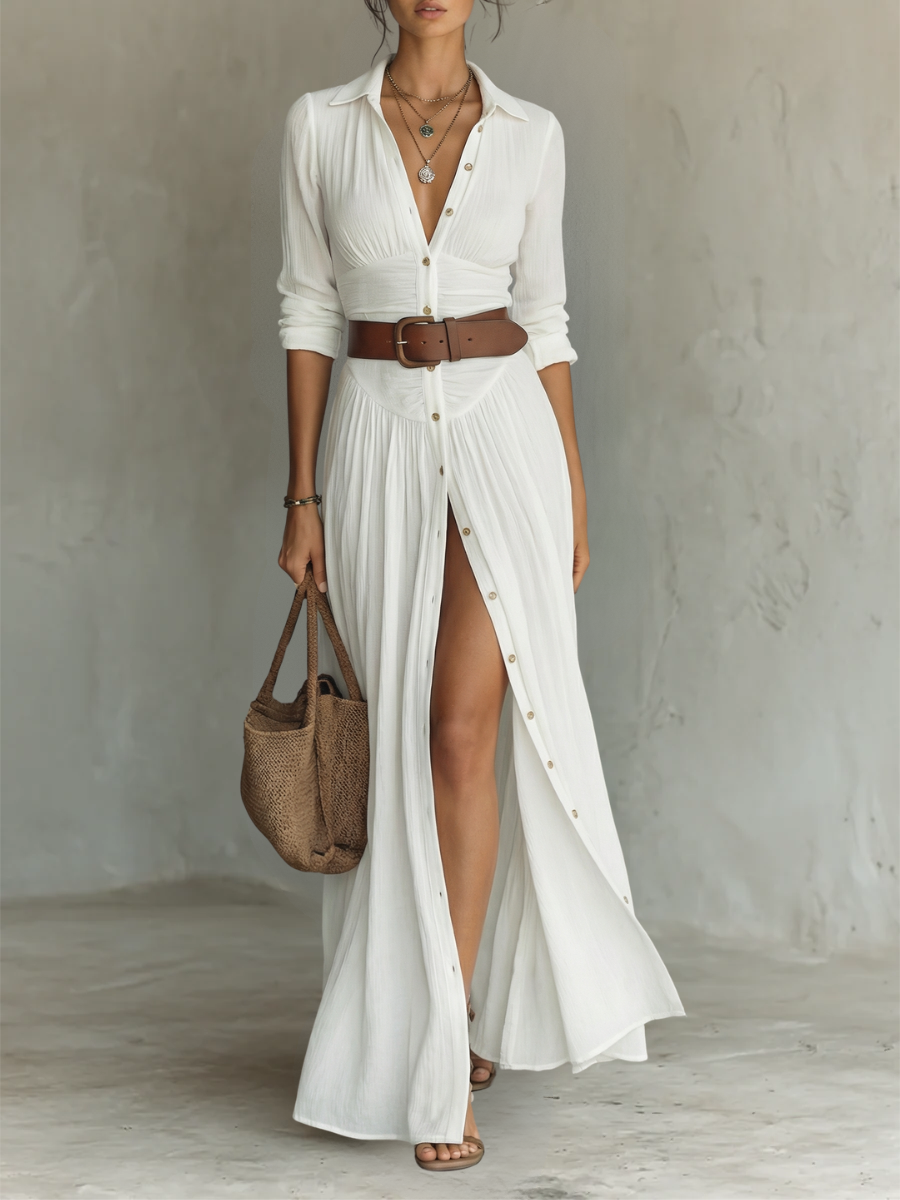 PLEATED FLOWY DRESS FOR WOMEN