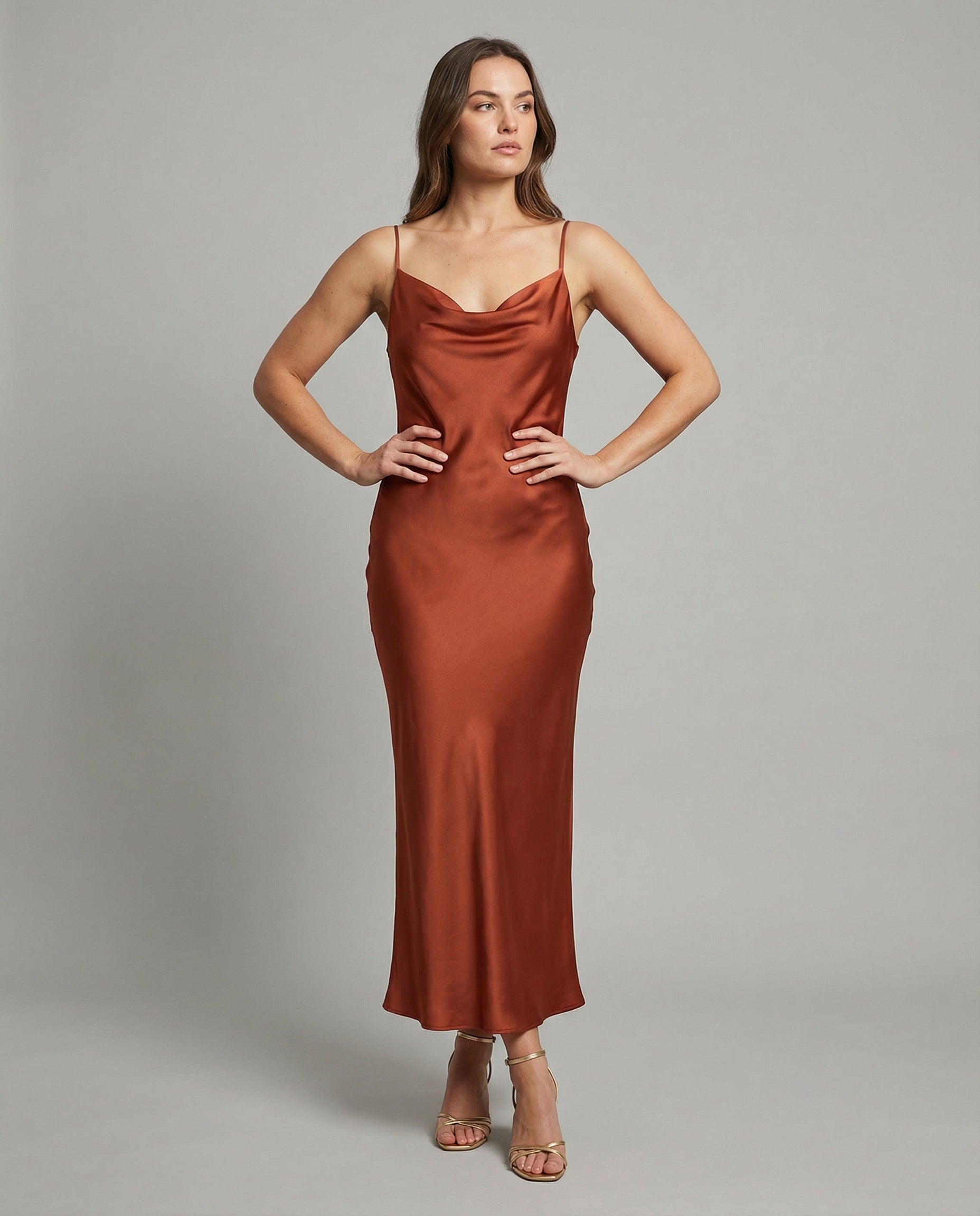 SATIN MIDI DRESS FOR WOMEN