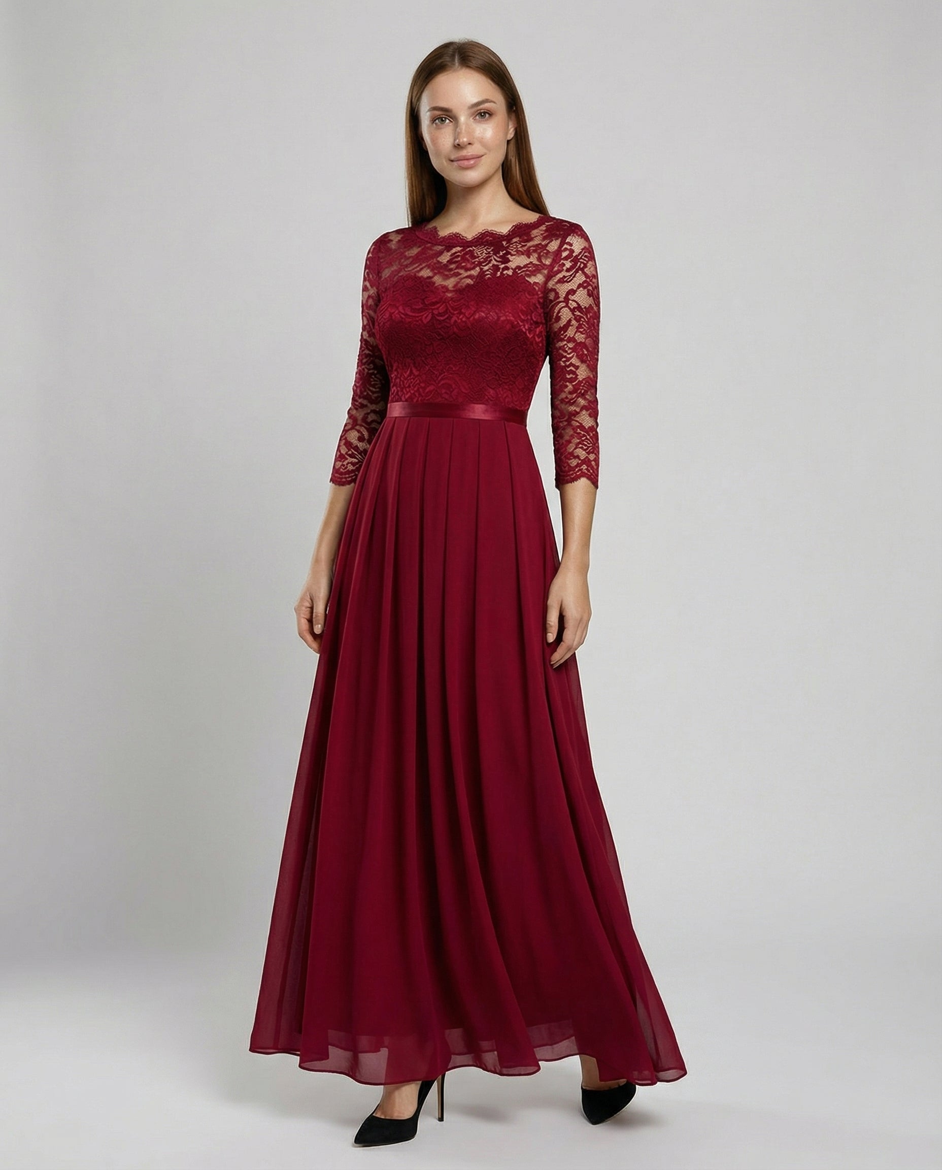 RIBBED LACE BRIDESMAID DRESS FOR WOMEN