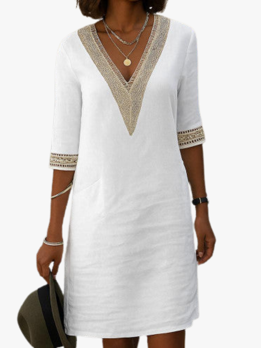 FLOWING V-NECK DRESS FOR WOMEN
