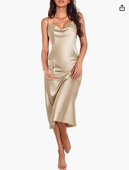 SATIN MIDI DRESS FOR WOMEN