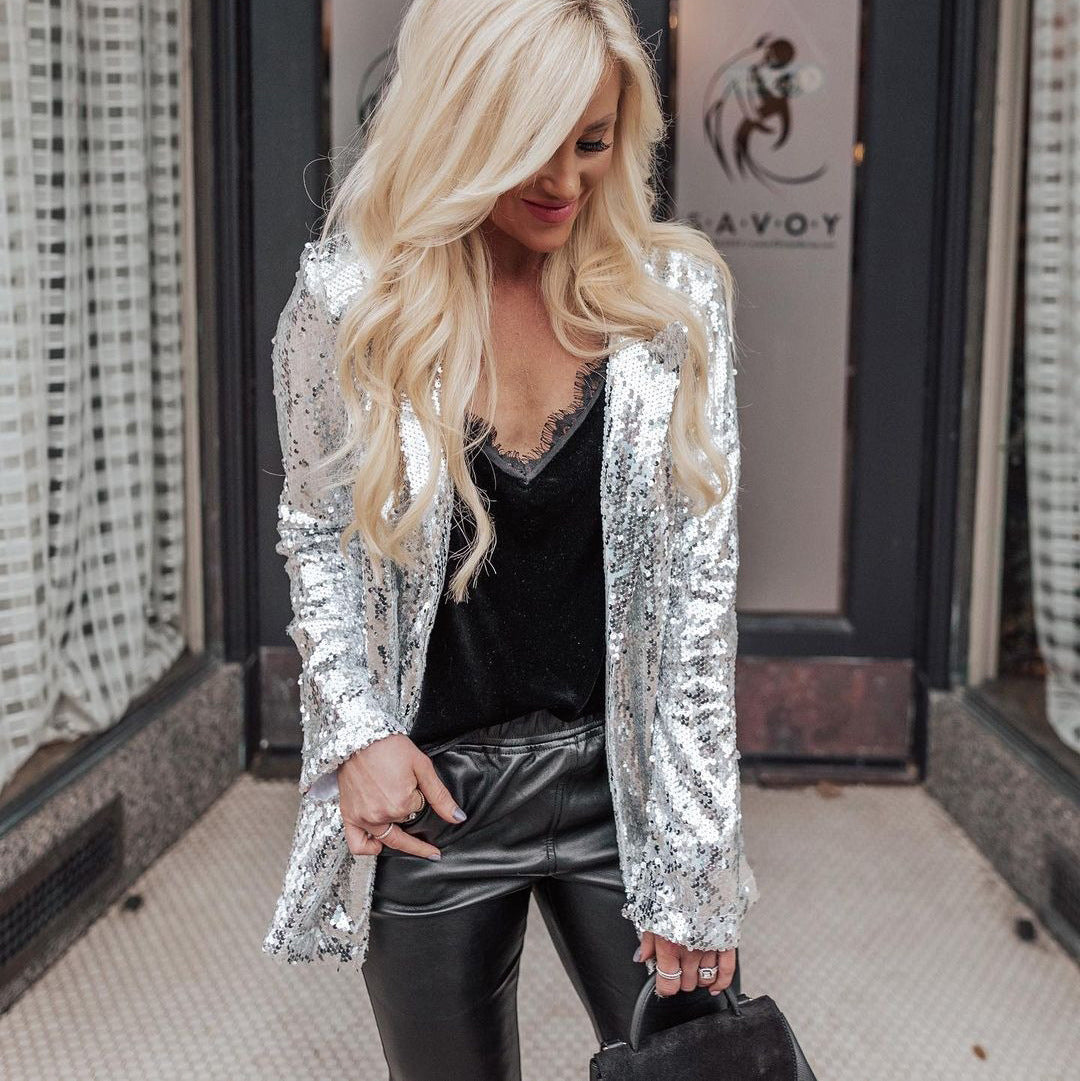 GLITTER SEQUIN BLAZER FOR WOMEN