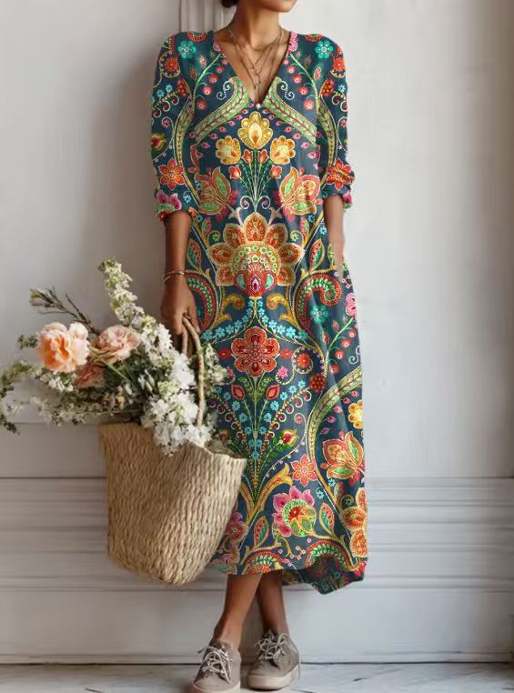 ABSTRACT PRINT DRESS FOR WOMEN