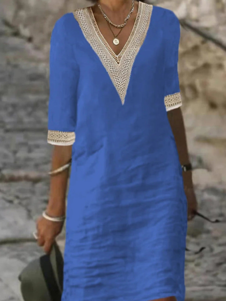 FLOWING V-NECK DRESS FOR WOMEN