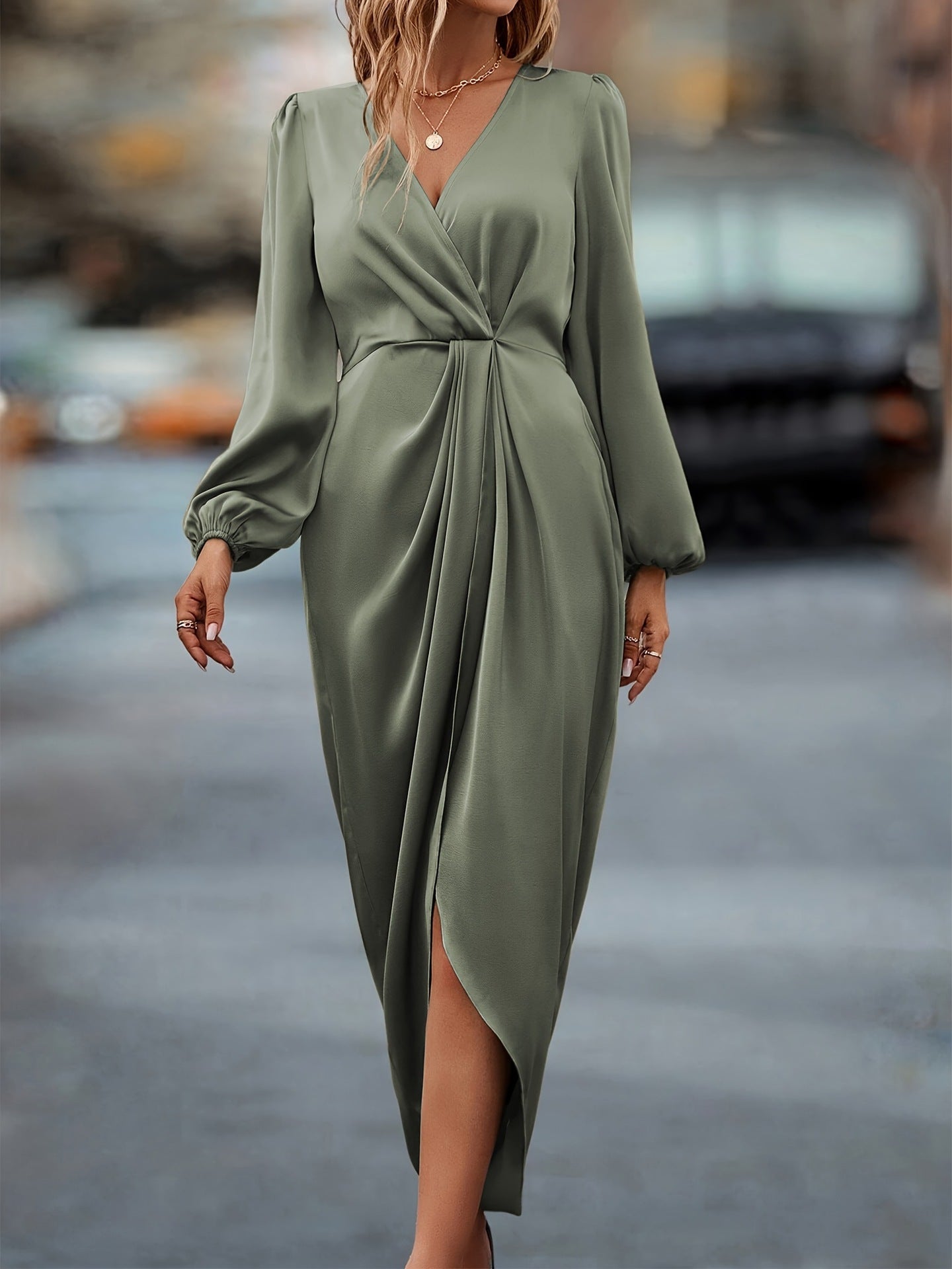 MIDI WRAP DRESS FOR WOMEN