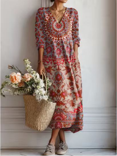 ABSTRACT PRINT DRESS FOR WOMEN