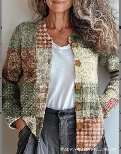 EMBROIDERED PATCHWORK CARDIGAN FOR WOMEN